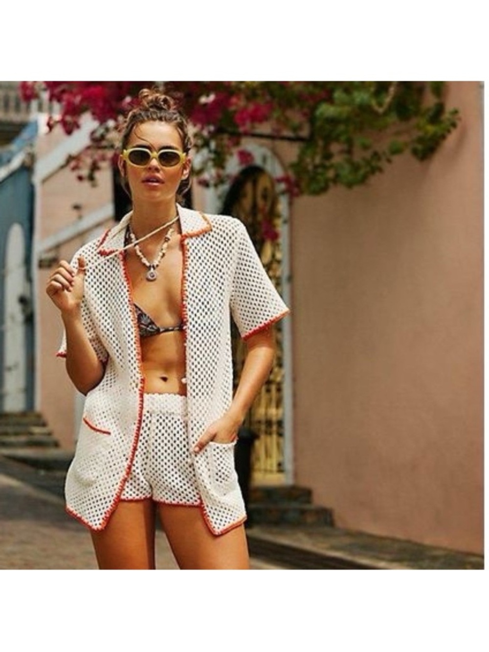NWT Free People Cabana Crochet Knit Two-Piece Shorts Set Cream Small - Picture 12 of 15
